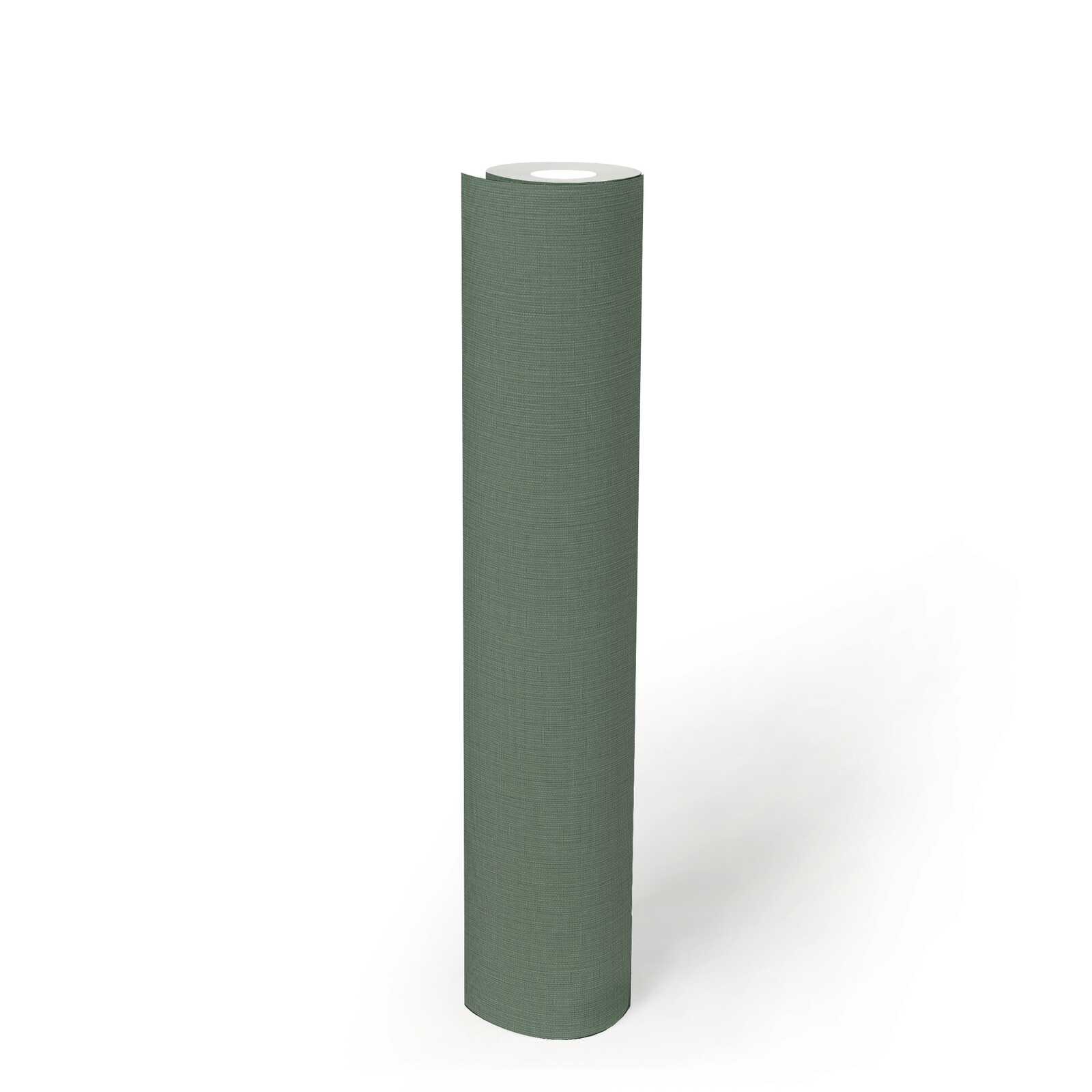             Non-woven wallpaper in a single colour with a woven look - green
        