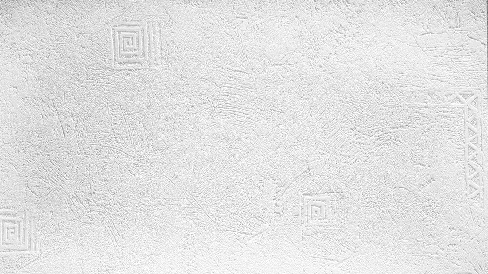             Papier peint texture rugueuse crépi et éléments géométriques - Peut être peint, blanc
        