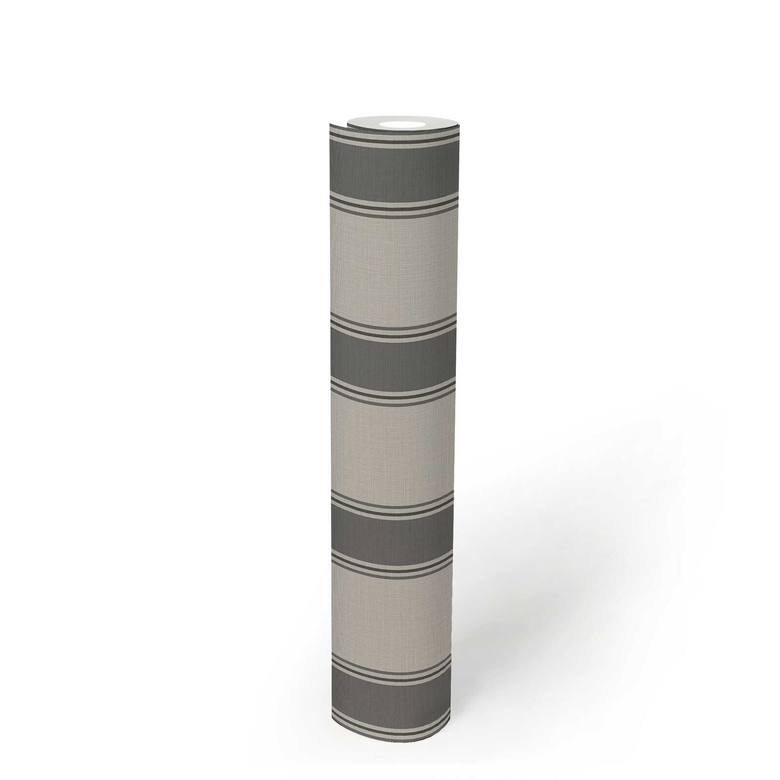             Classic stripe wallpaper in textile look - beige, grey
        