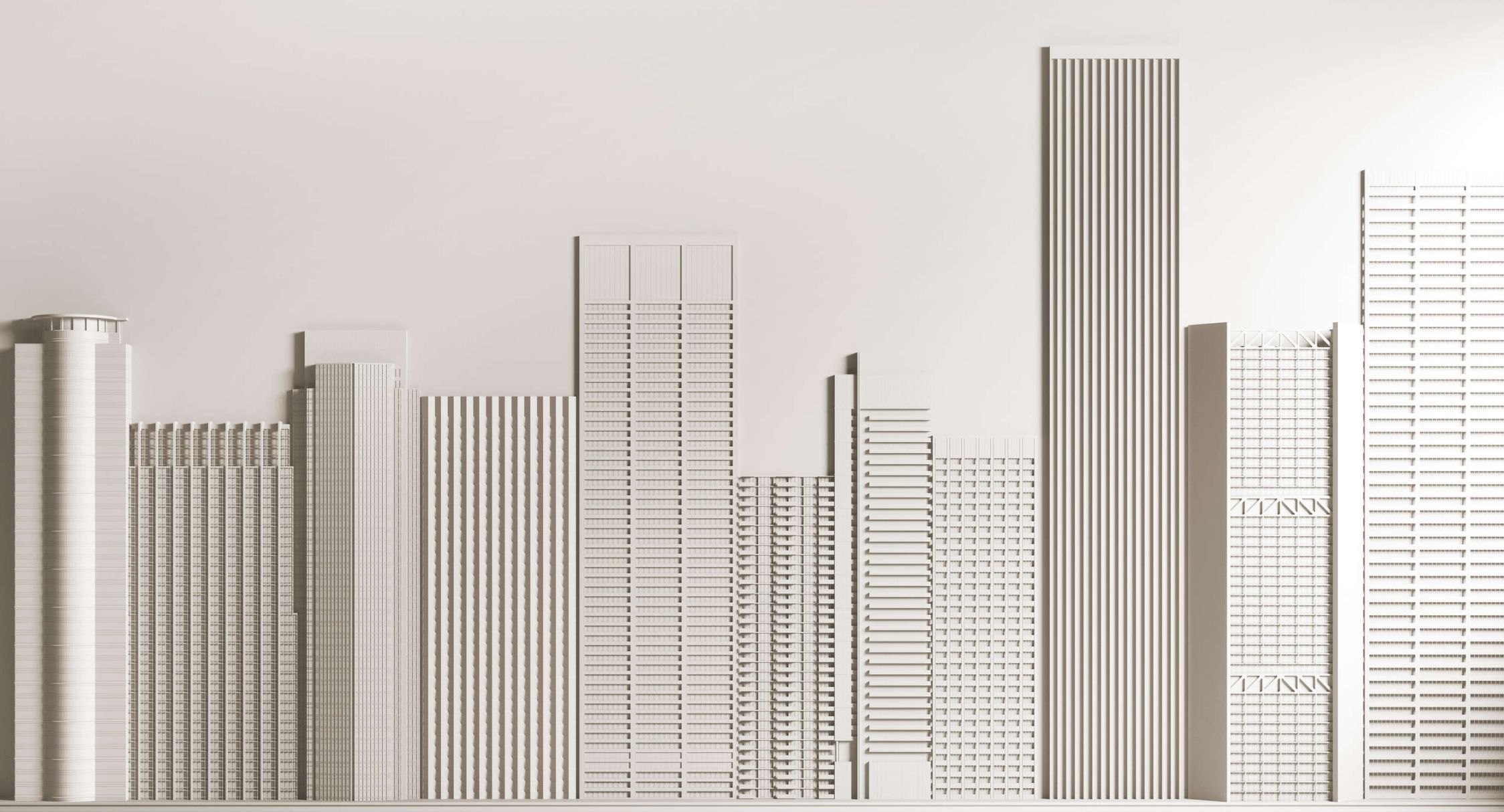             Digital behang »nieuwe skyline« - architectuur met wolkenkrabbers - matte, gladde vliesstof
        