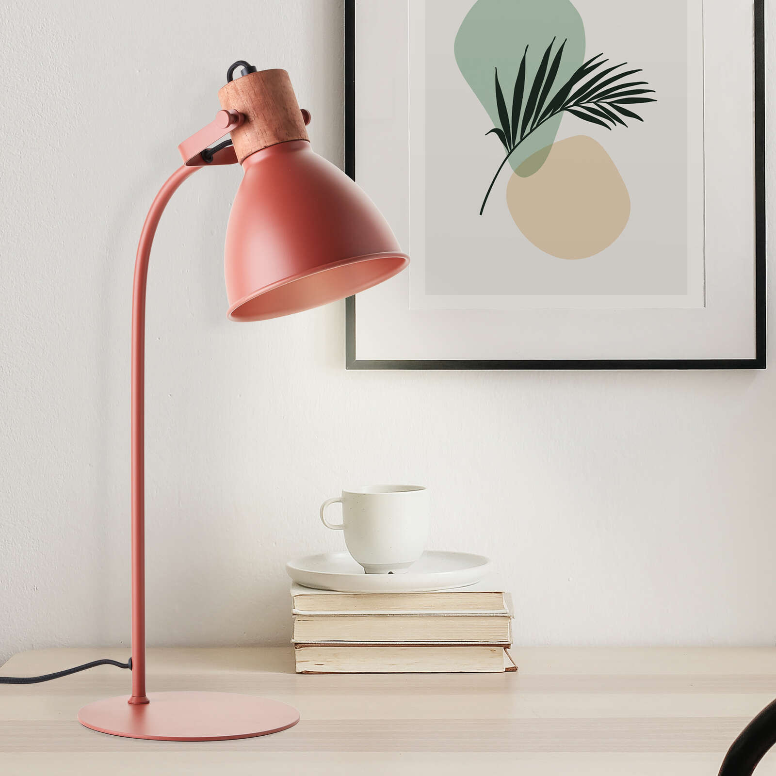             Lámpara de mesa de madera - Franziska 2 - Rojo
        