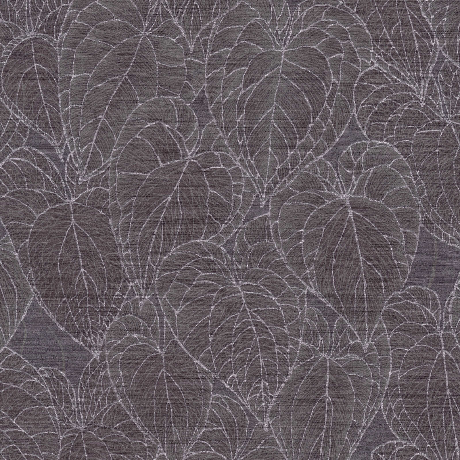             Daniel Hechter Modern non-woven wallpaper with leaf pattern and metallic effects - grey, purple, silver
        