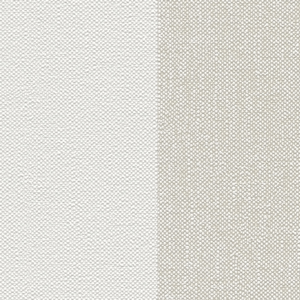             Non-woven wallpaper with textile texture and block stripes - brown, beige, cream
        