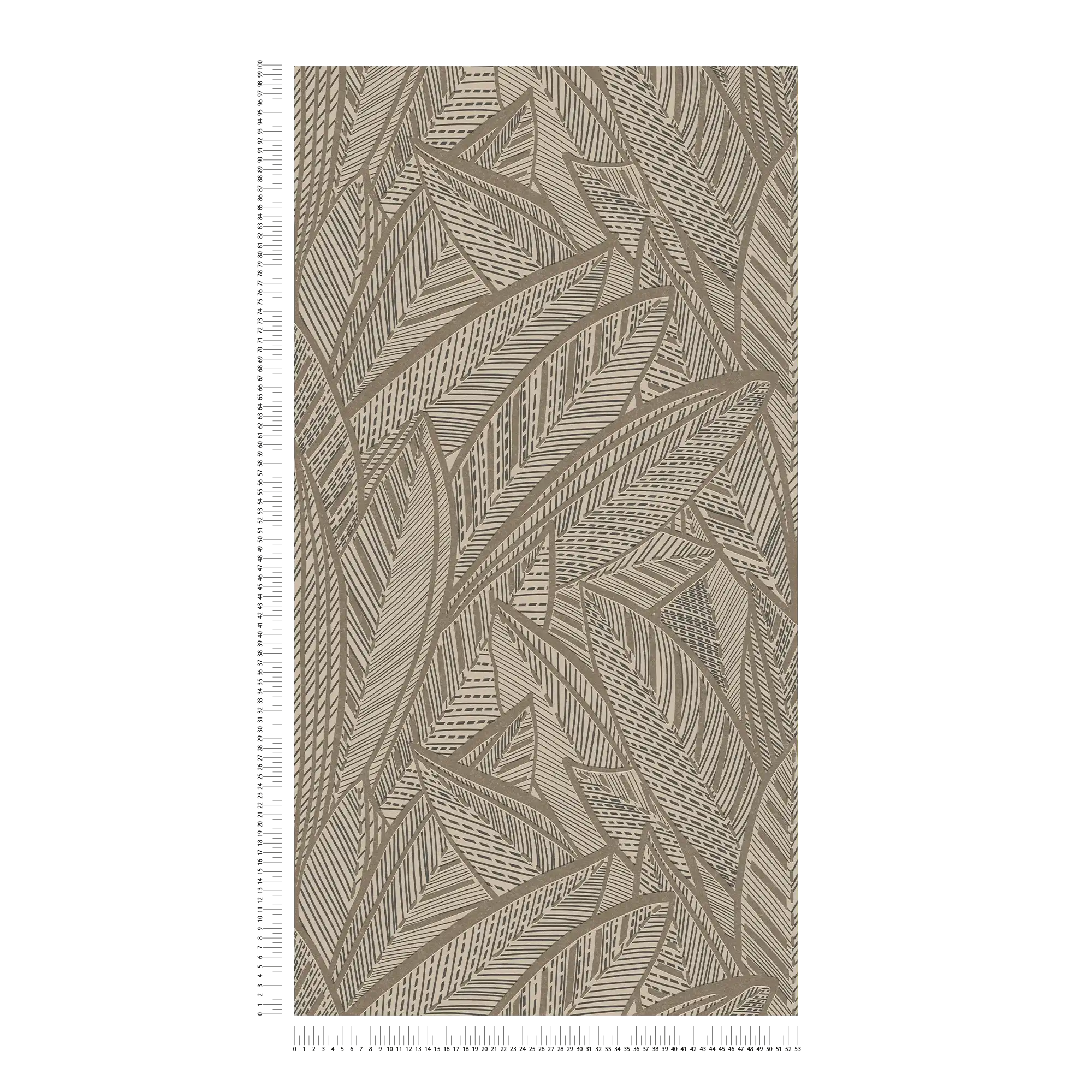             Jungle papier peint intissé avec feuilles de palmier et légers effets brillants - métallique, noir
        