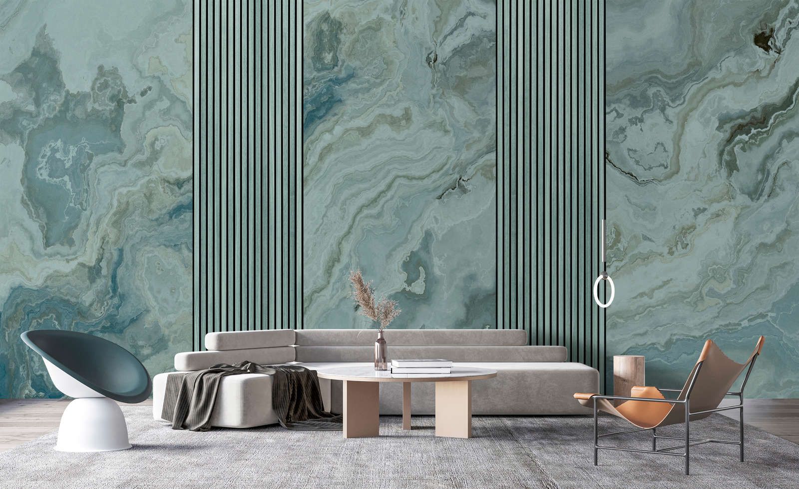             Photo wallpaper »travertino 1« - Panels & Marble - Petrol | Matt, Smooth non-woven
        