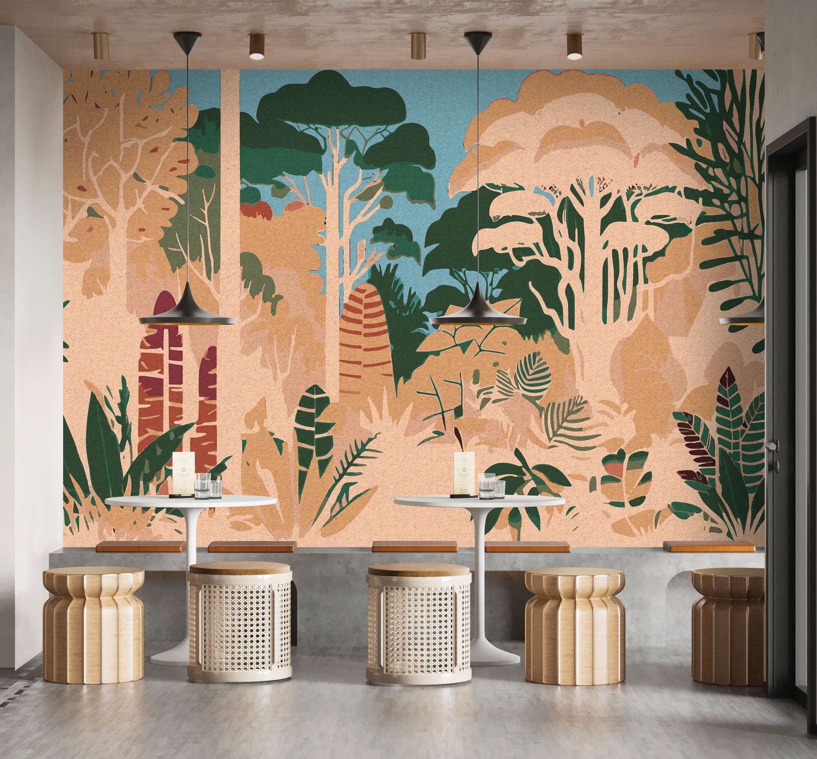            Photo wallpaper »elara« - Abstract savannah motif with kraft paper texture - Lightly textured non-woven fabric
        