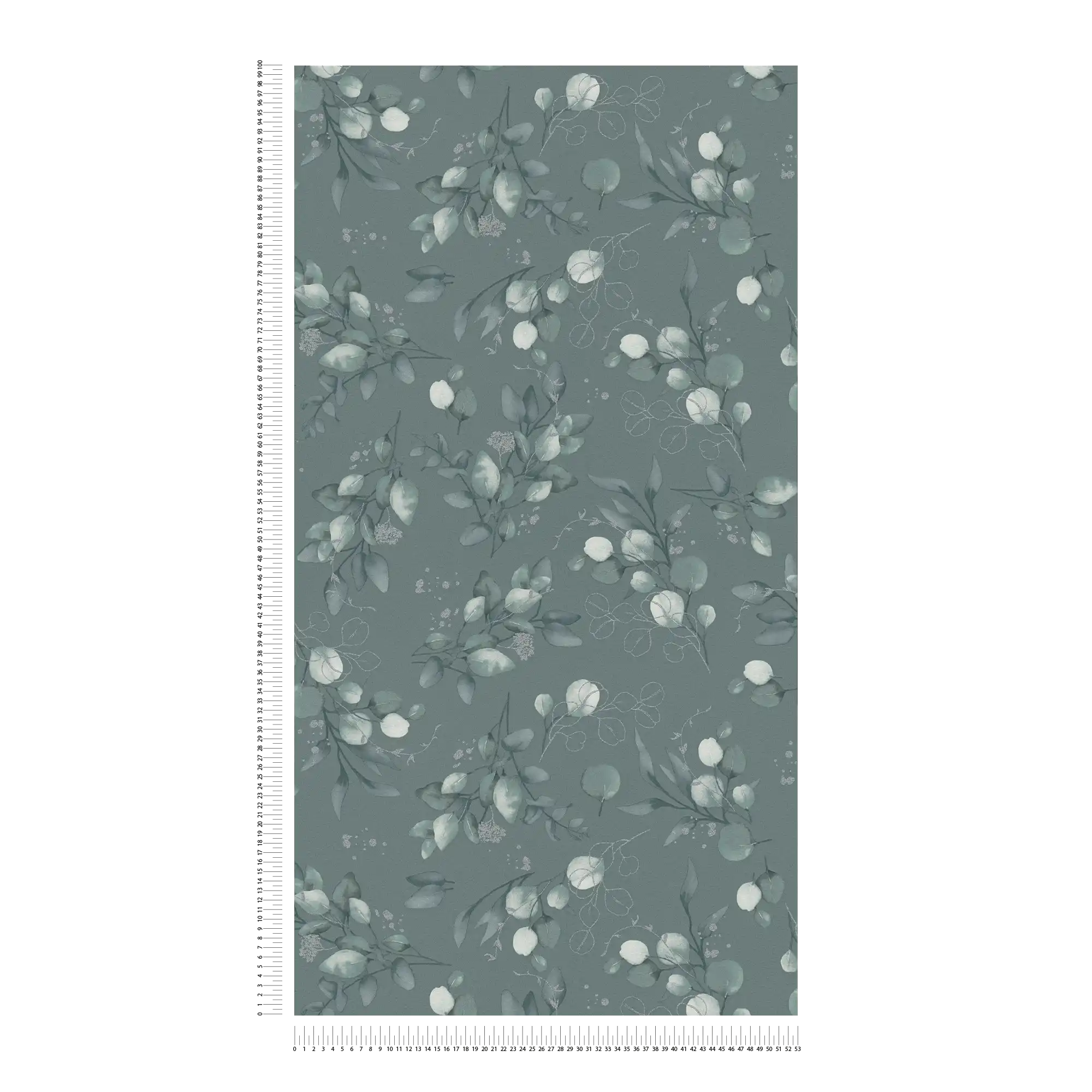             Non-woven wallpaper with floral design and glitter accents - green, silver
        