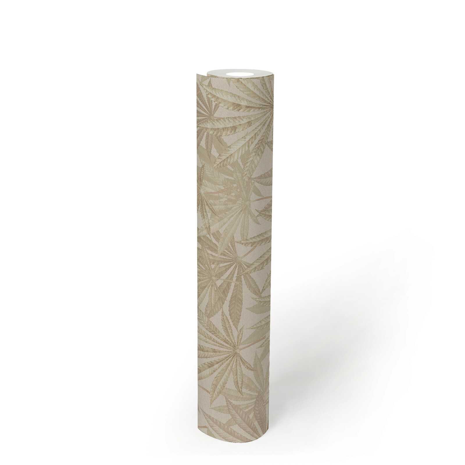             papier peint en papier jungle avec motifs de feuilles, look vintage - crème, beige
        