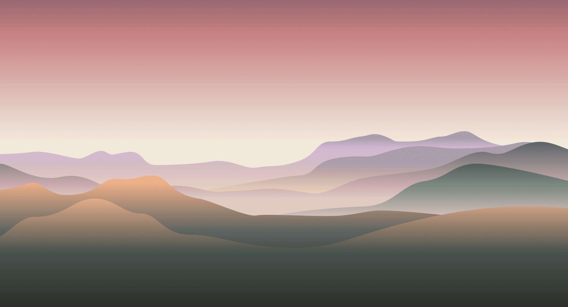             Digital behang »terra« - Bont berglandschap - Matte, Gladde vliesstof
        