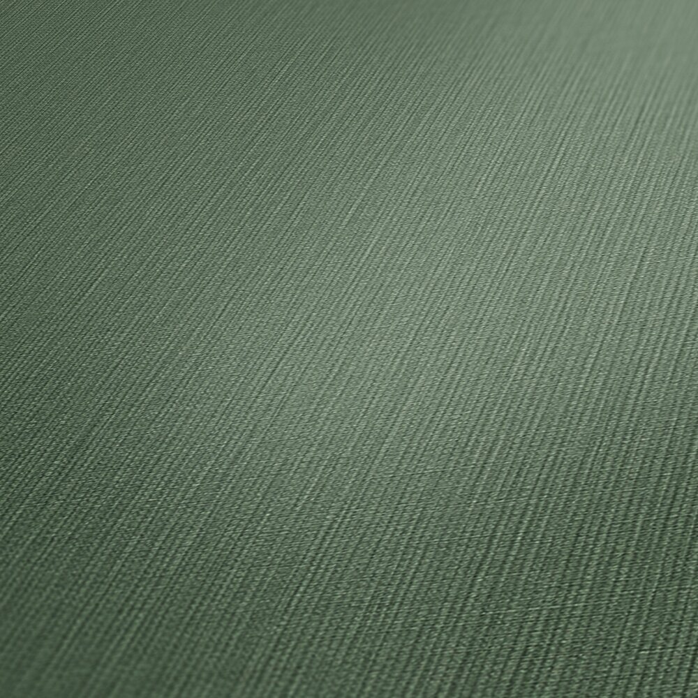             Non-woven wallpaper in a single colour with a woven look - green
        