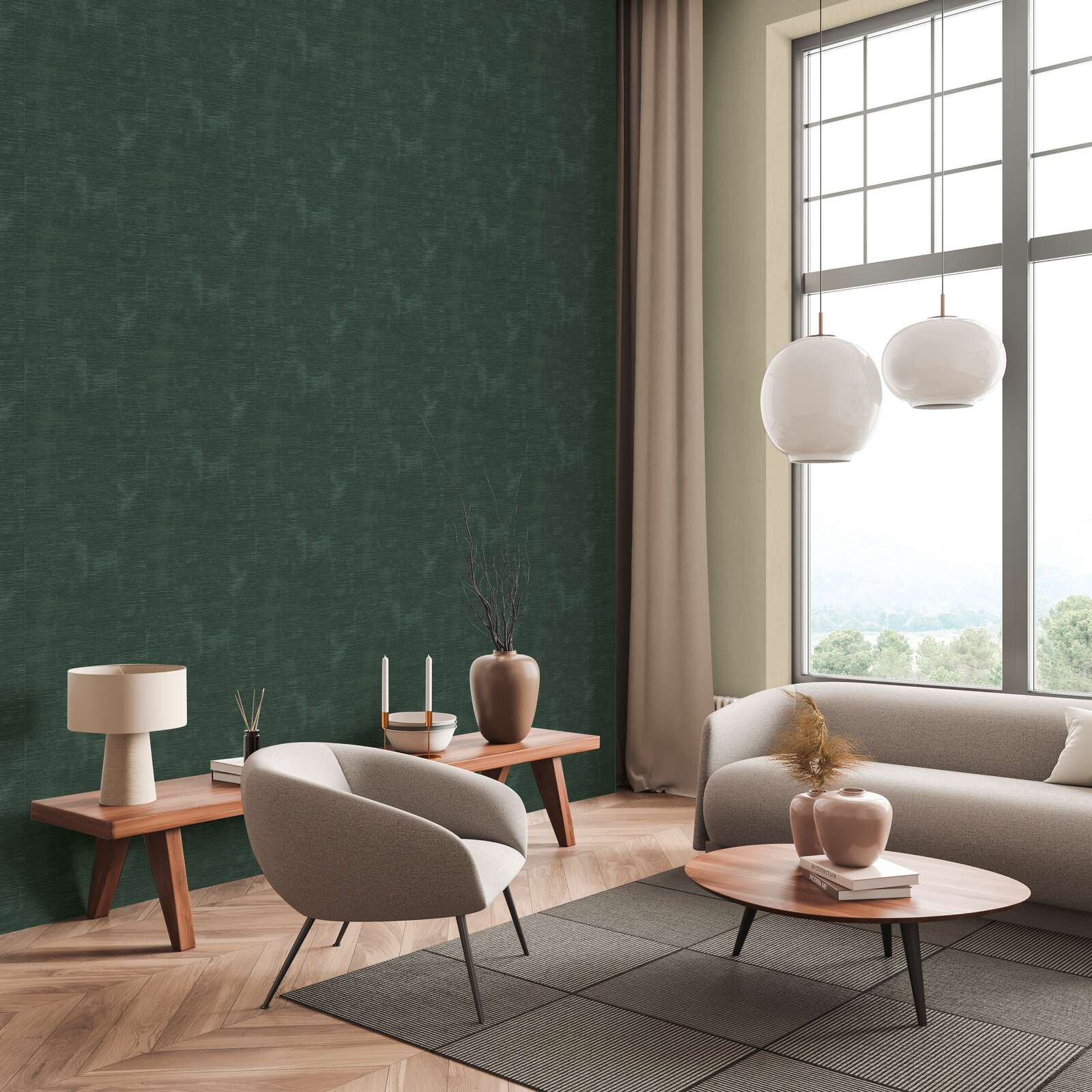             Daniel Hechter textured non-woven wallpaper in an abstract bamboo look - green
        