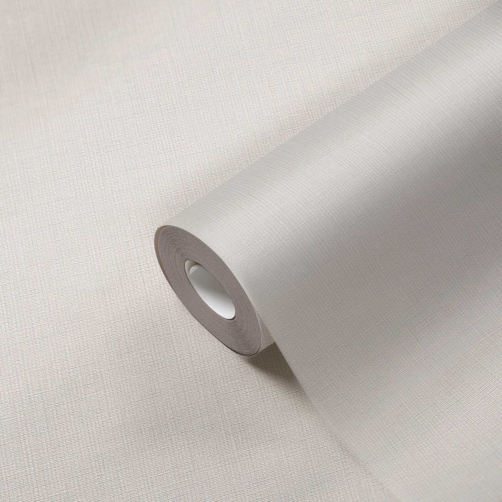             Plain non-woven wallpaper with a woven look, single-coloured - cream, beige
        