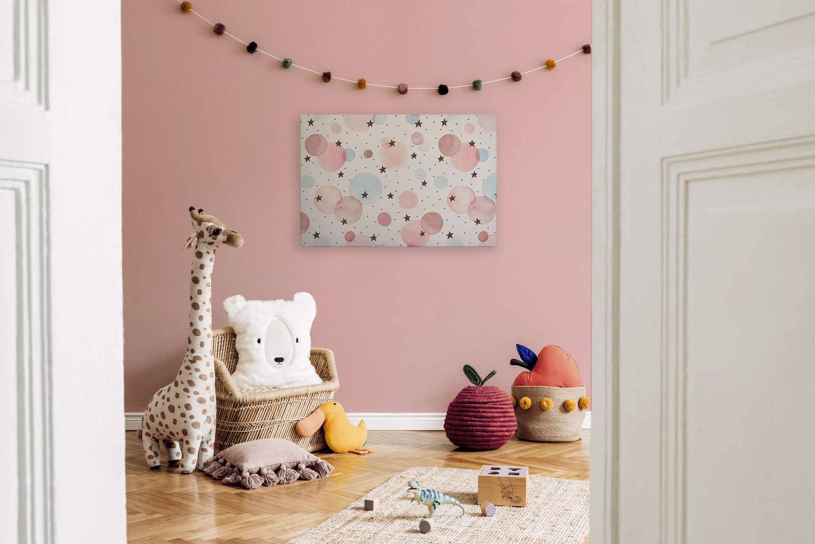             Canvas for children's room with stars, dots and circles - 90 cm x 60 cm
        