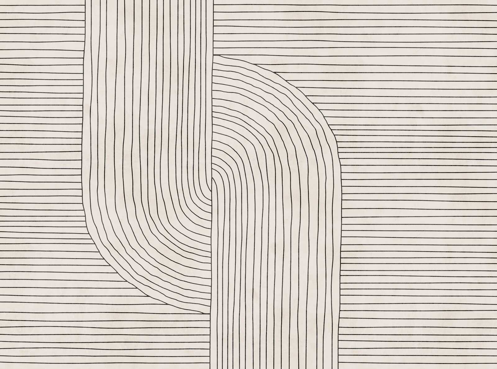             papier peint en papier moderne et élégant avec design minimaliste de lignes comme papier peint intissé - crème, beige, noir
        