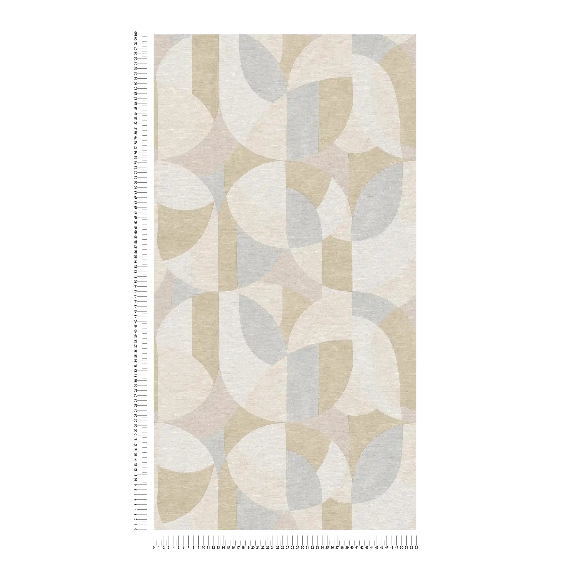             Carta da parati non tessuta con grafica astratta in stile Bauhaus - grigio, crema, beige
        