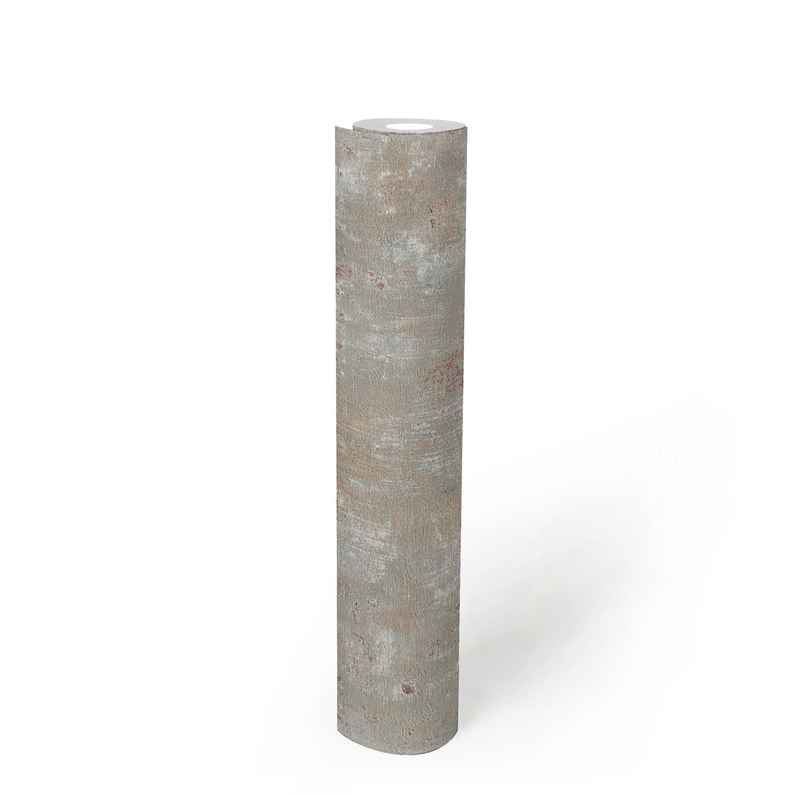             Non-woven wallpaper in used look with metallic accents - grey, blue, bronze
        