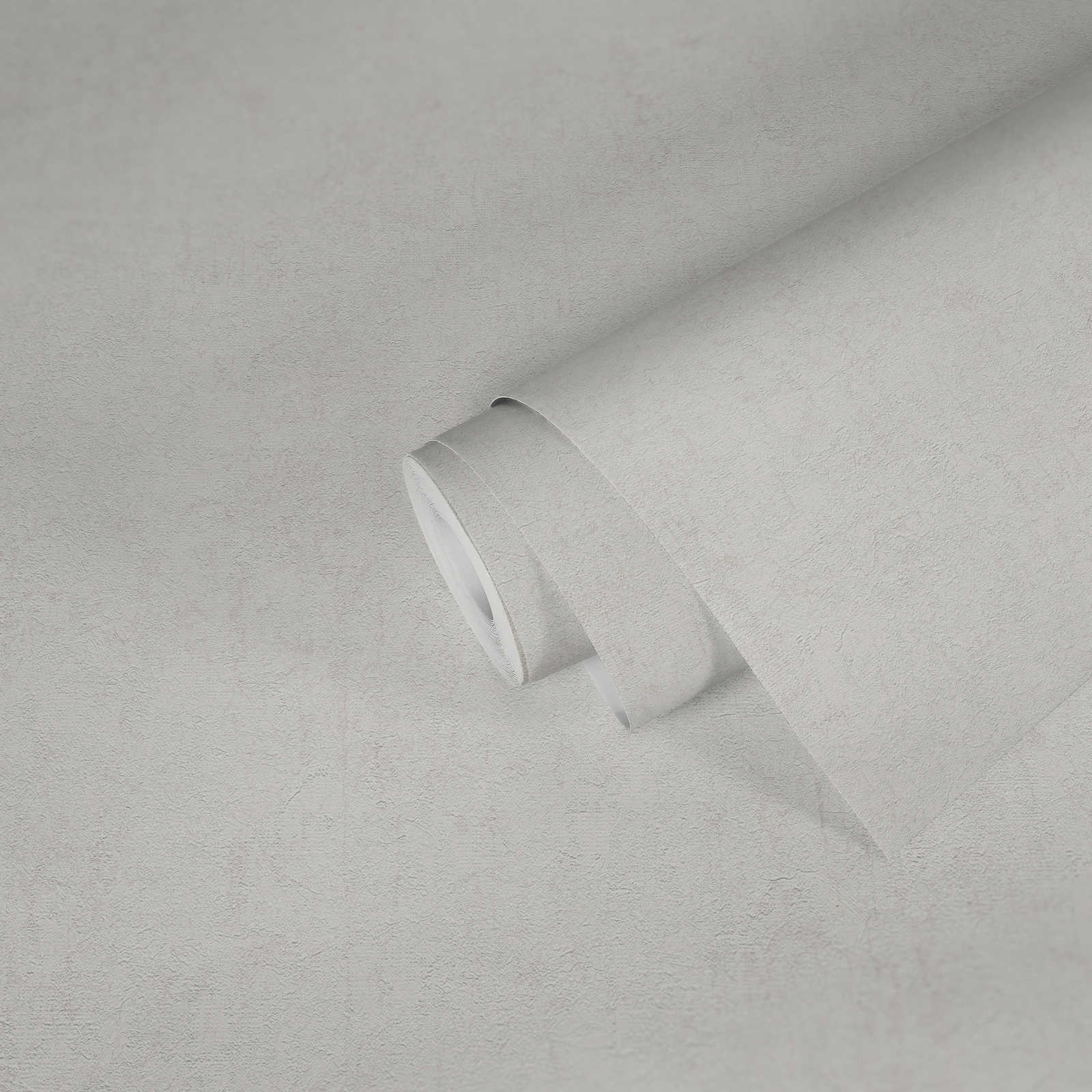             Papier peint imitation plâtre blanc crème avec design usé - métallique, blanc
        