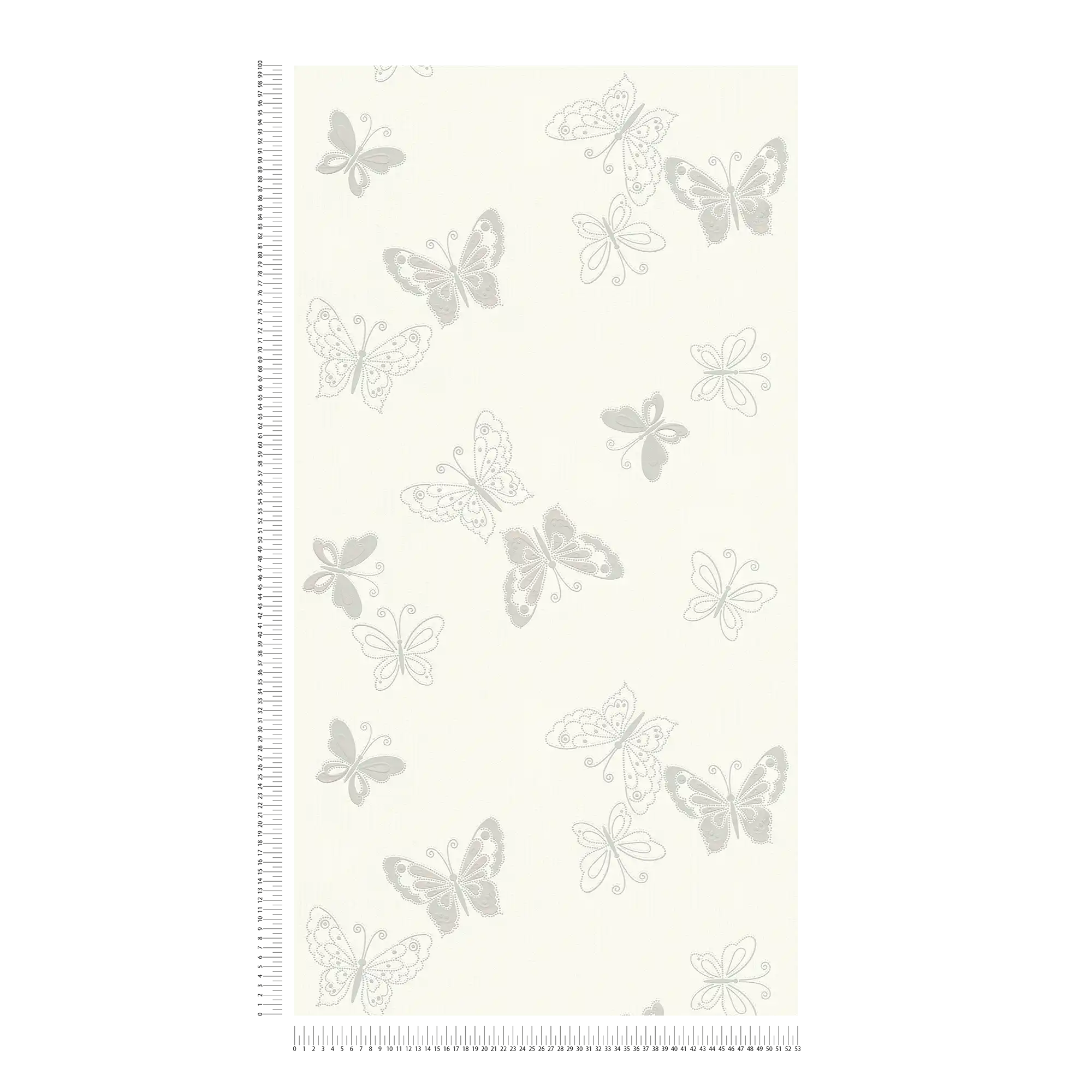             Papel pintado de mariposa con efecto metálico - beige, plata
        