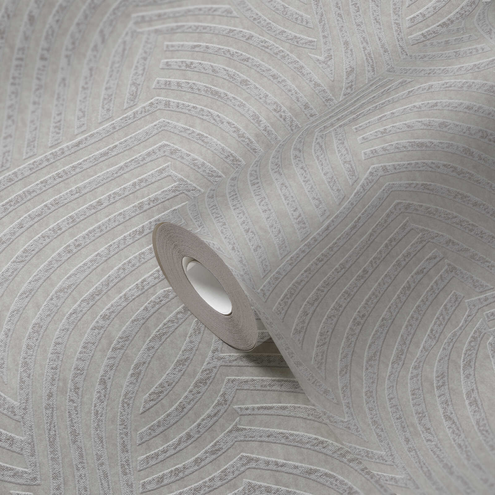             Daniel Hechter non-woven wallpaper with abstract line pattern in wave form on a glossy background - grey, metallic
        