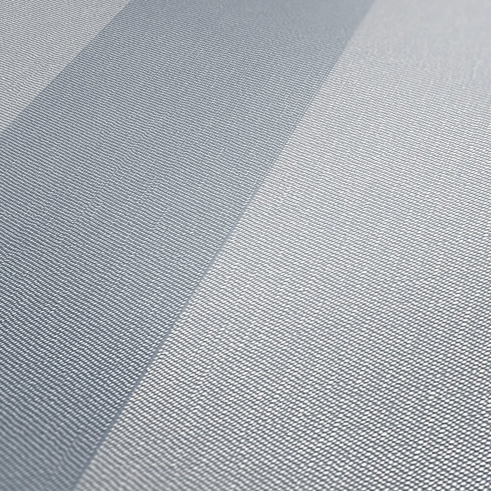             Non-woven wallpaper with stripes and textured pattern - blue, grey
        