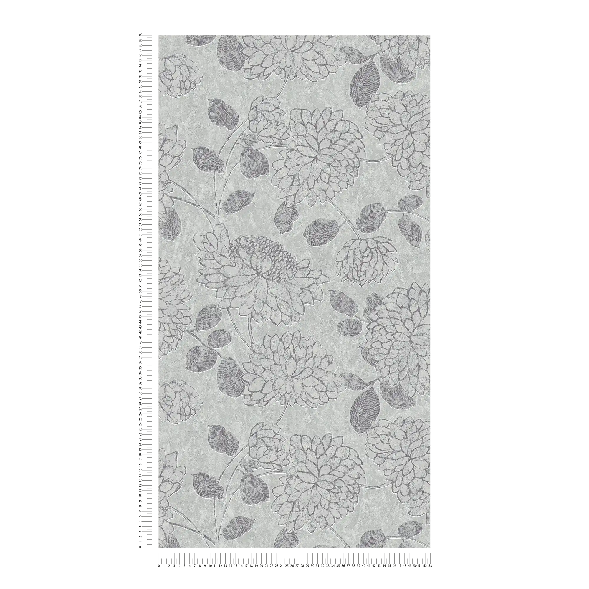             Papier peint intissé avec motif à fleurs et effet brillant - gris clair, argenté
        