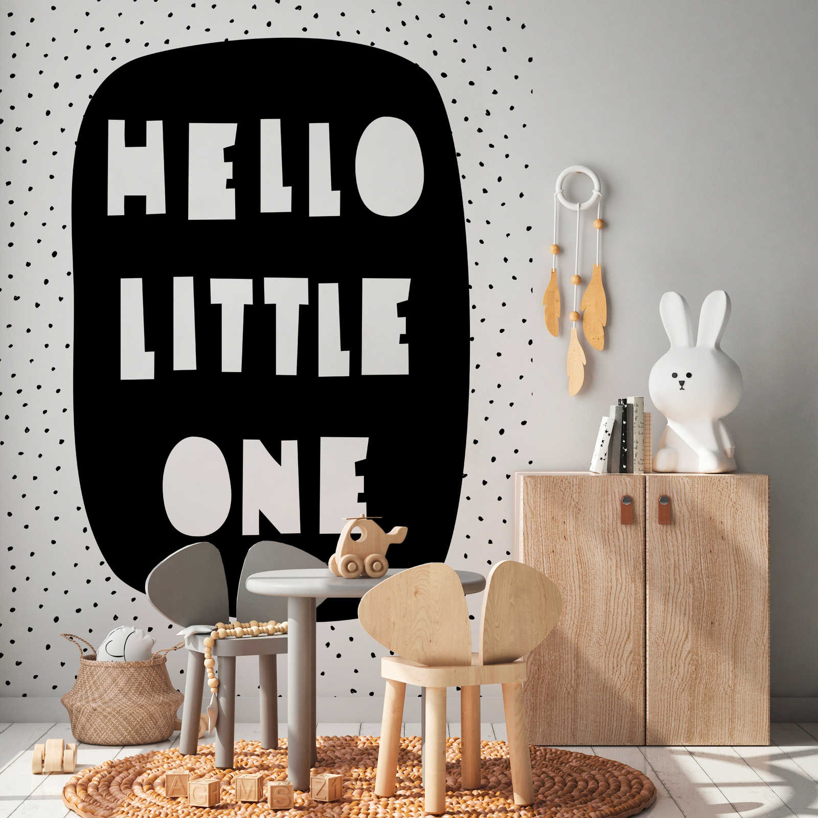         Photo wallpaper for children's room with lettering "Hello Little One" - Smooth & slightly shiny non-woven
    