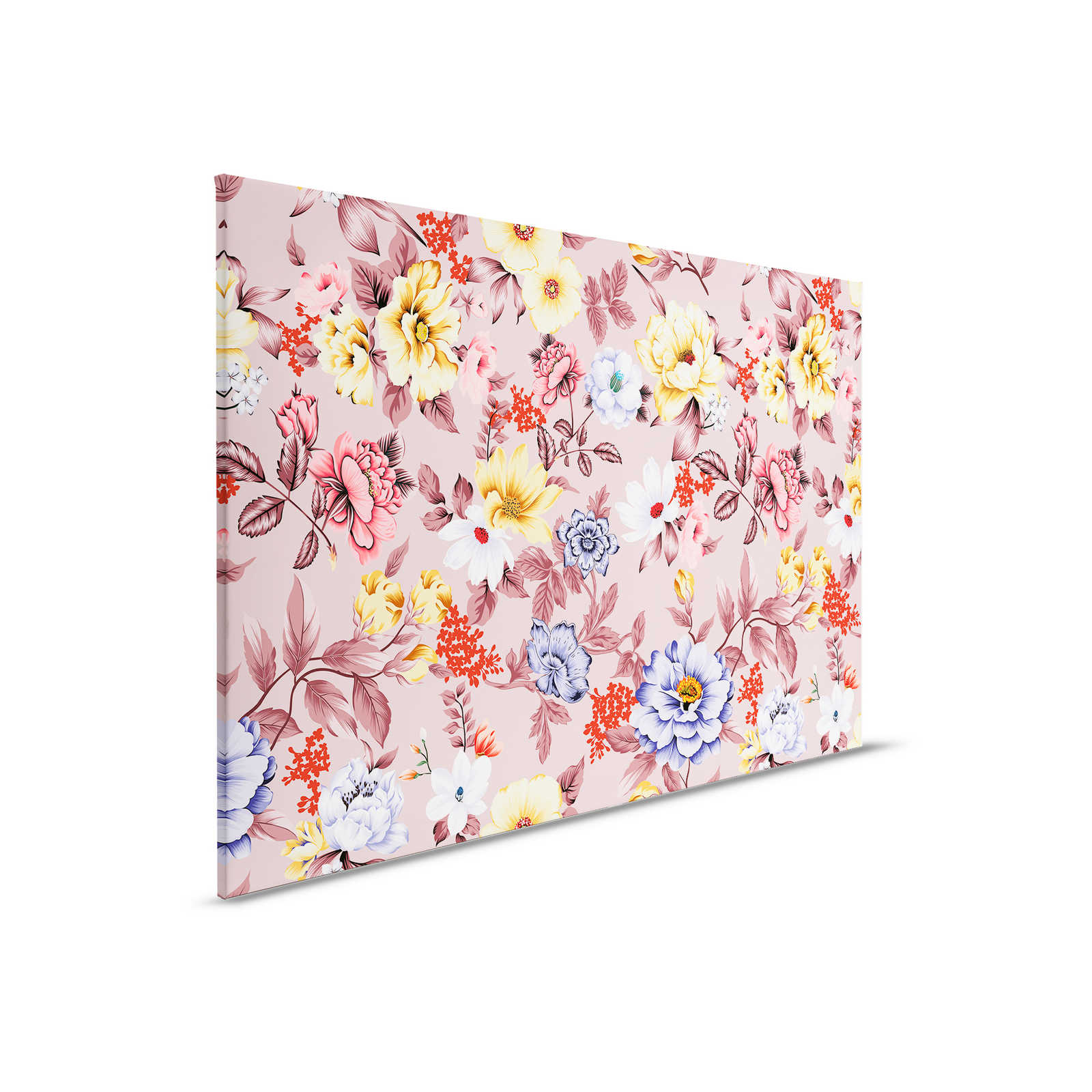 Tela floreale con fiori e foglie - 90 cm x 60 cm
