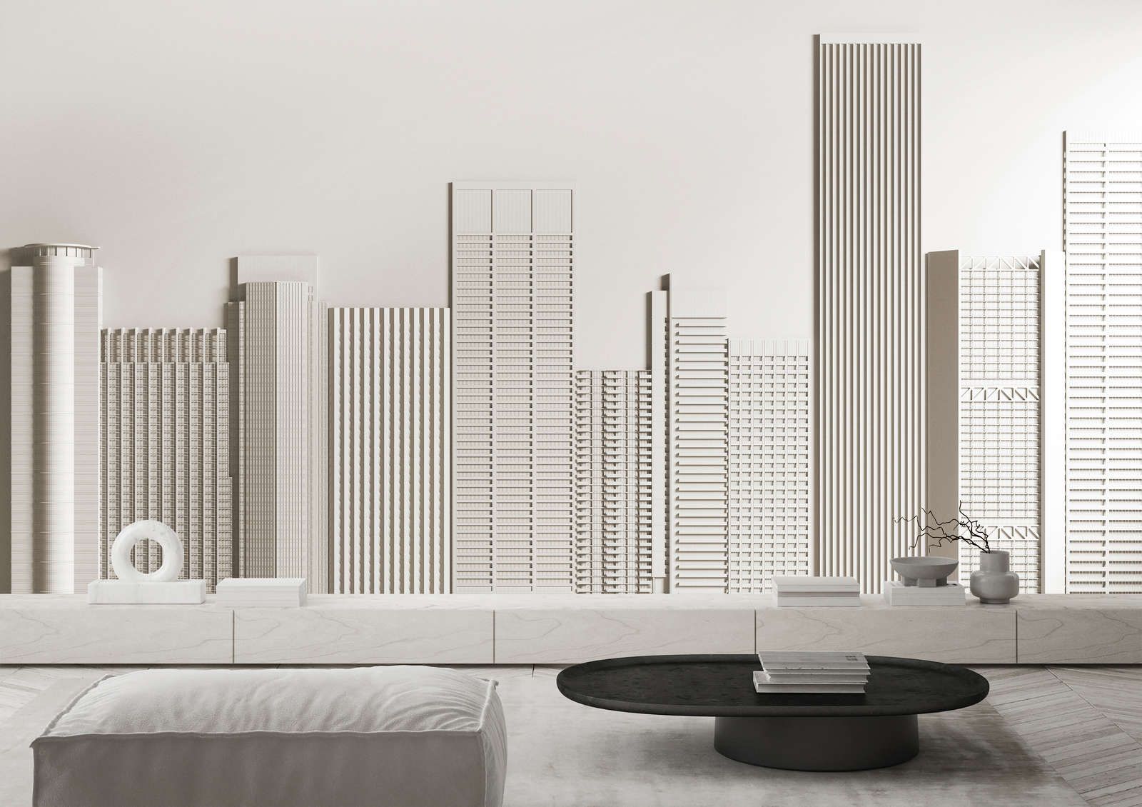             papier peint en papier panoramique »new skyline« - architecture avec gratte-ciel - intissé légèrement structuré
        