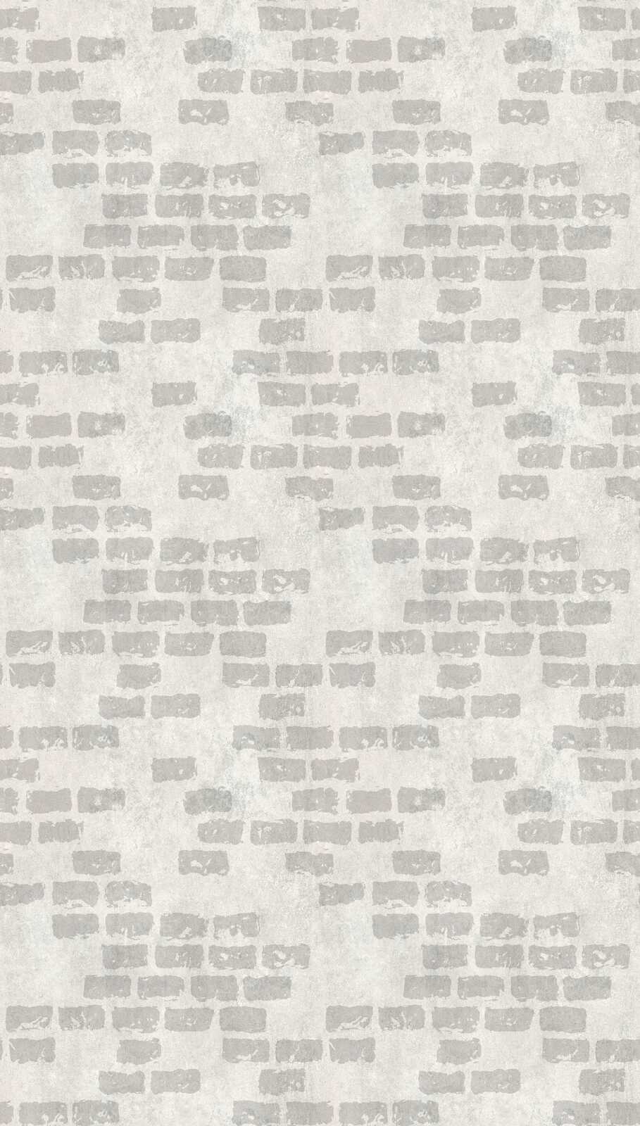             Papel pintado tejido-no tejido "Urban stone wall" con aspecto de ladrillo y repetición de motivos a gran escala - gris, beige
        