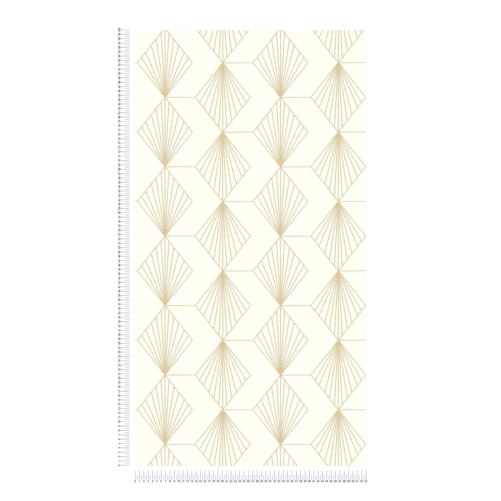             Graphic non-woven wallpaper in a glamorous Art Deco design - white, gold
        