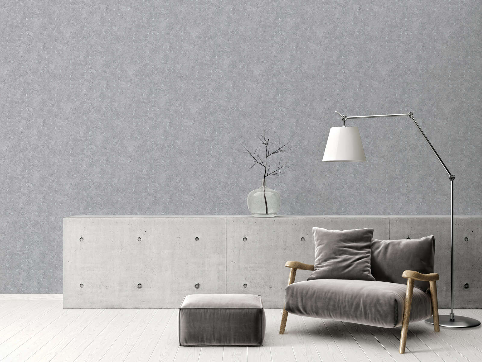             Wallpaper with geometric shapes and shiny accents - grey, silver
        