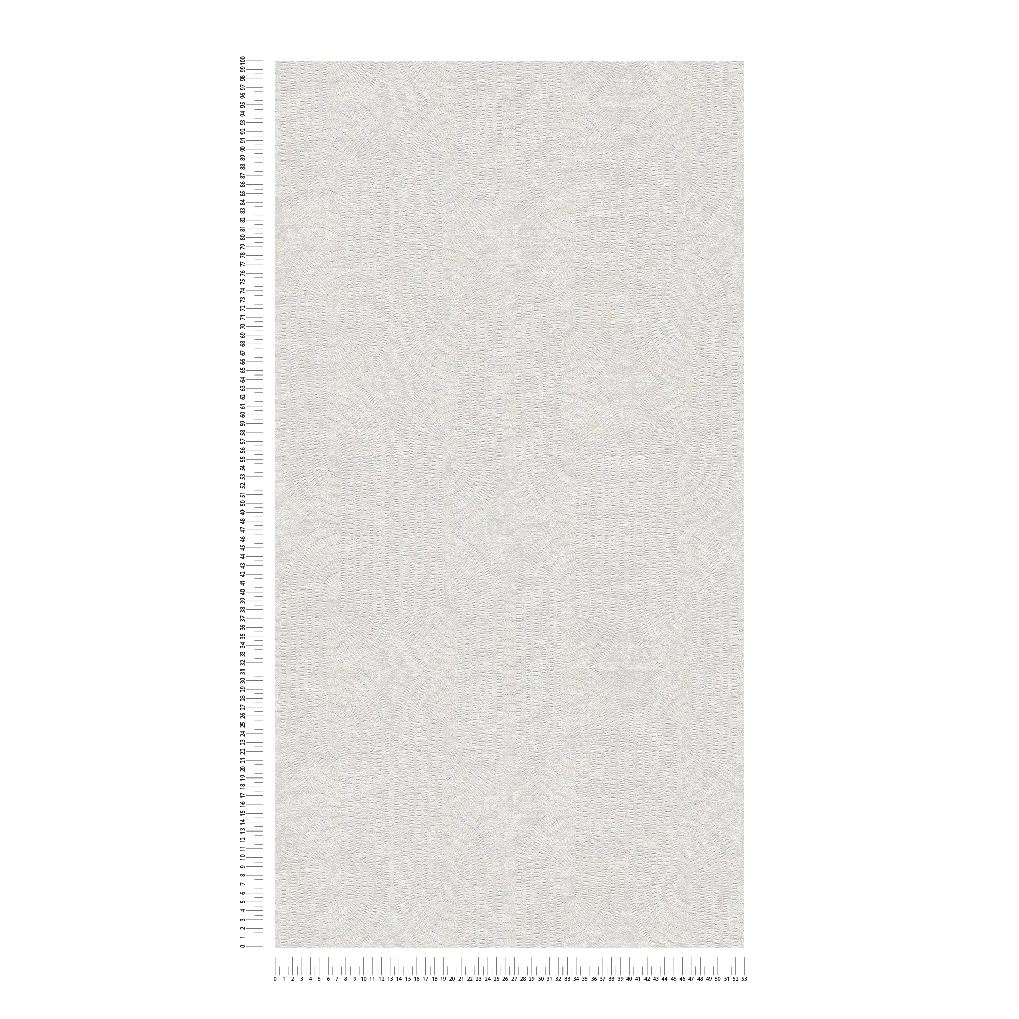             papier peint en papier intissé graphique rétro - blanc, gris
        