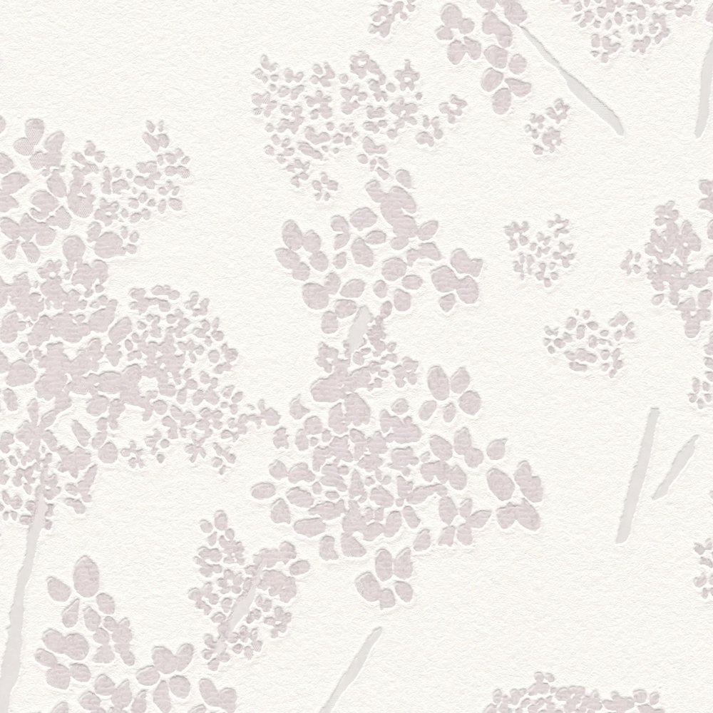             papier peint en papier intissé floral avec motif floral fantaisie - blanc, rose
        