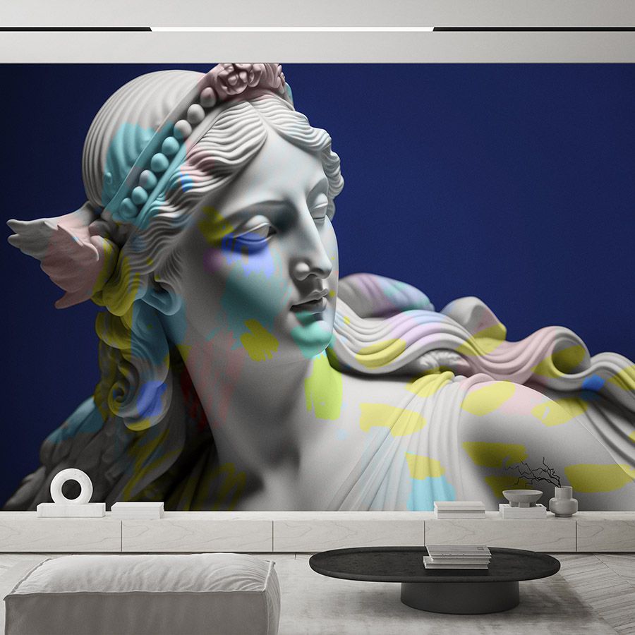 Digital behang »anthea« - vrouwelijk beeld met kleurrijke accenten - mat, glad vliesmateriaal
