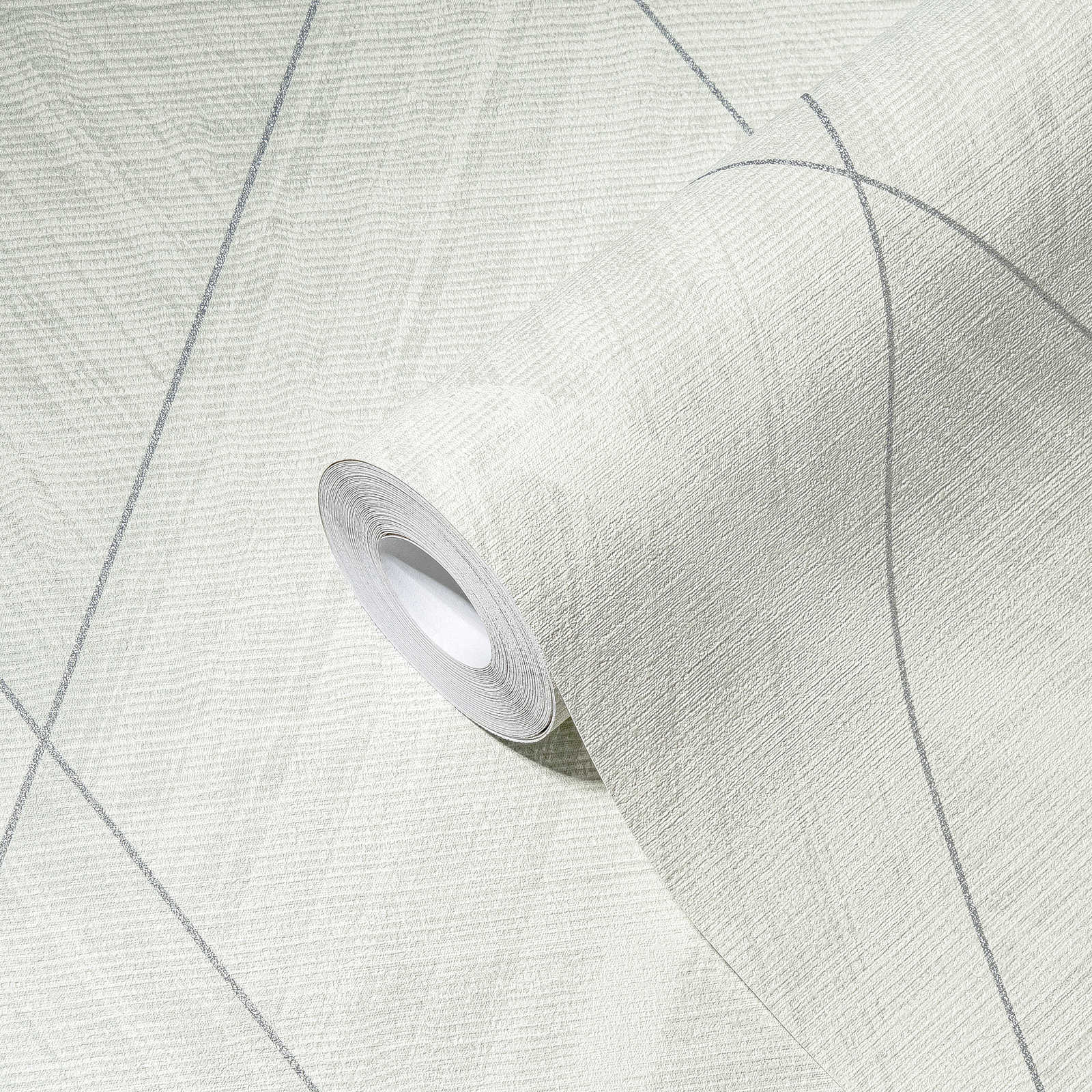             Papier peint aspect textile avec motif losange - métallique, blanc
        