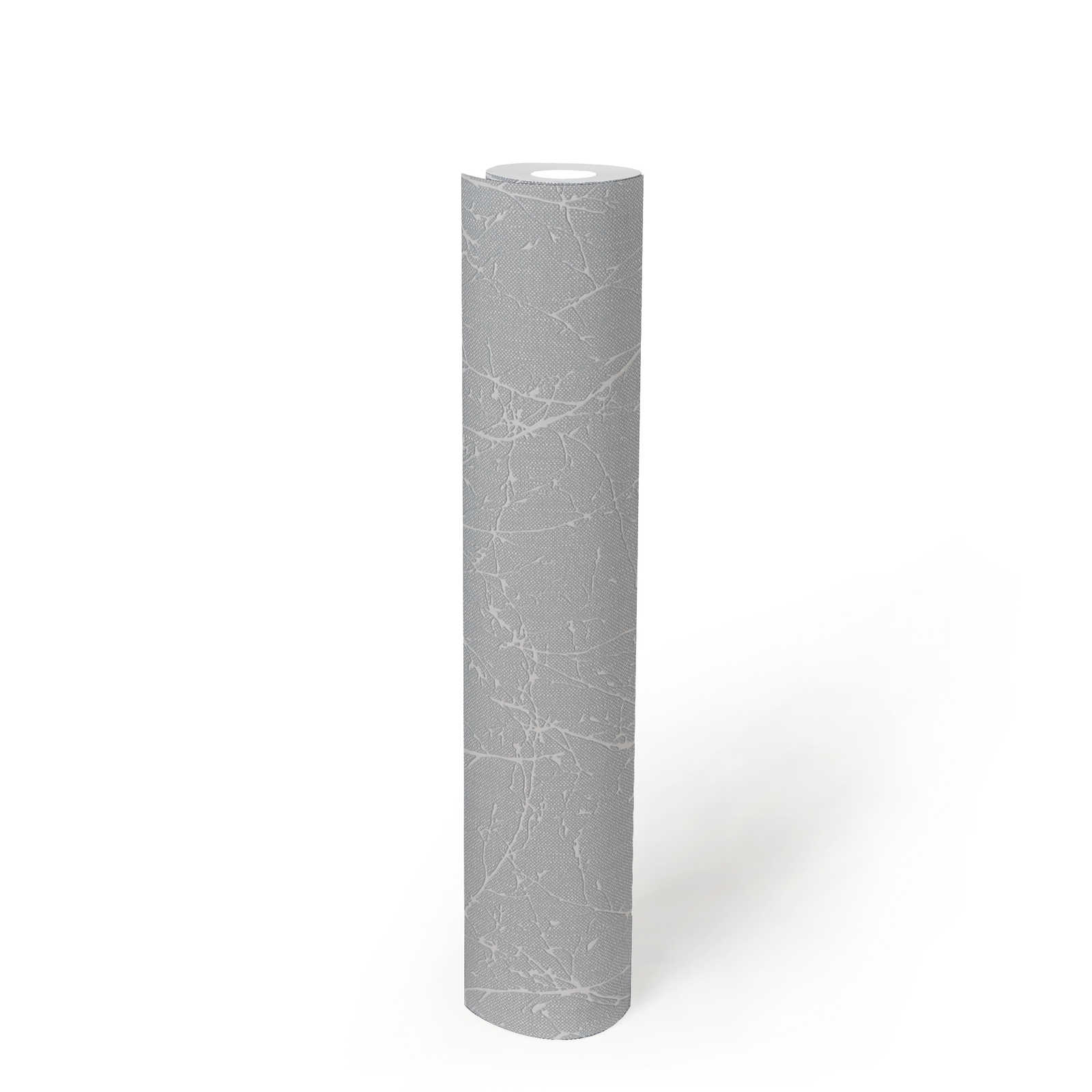             Papier peint intissé avec motif de branches et légère structure - gris clair, blanc
        