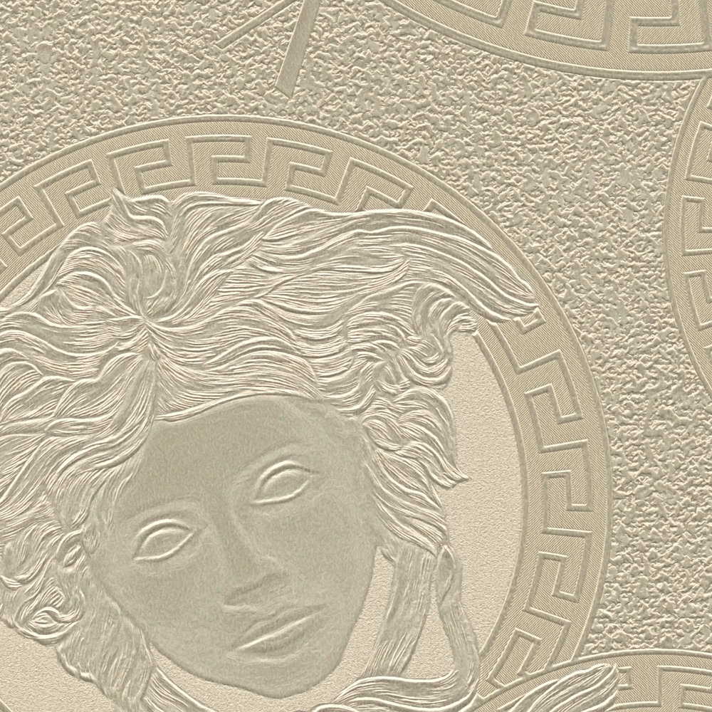             Silver wallpaper metallic medusa design with texture design
        