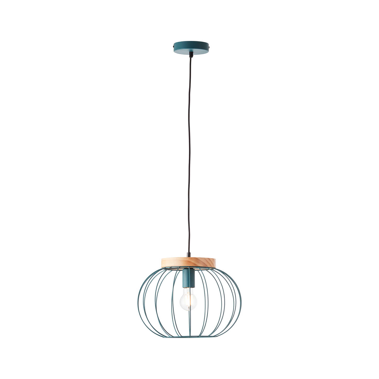 Houten hanglamp - Oliver 1 - Blauw
