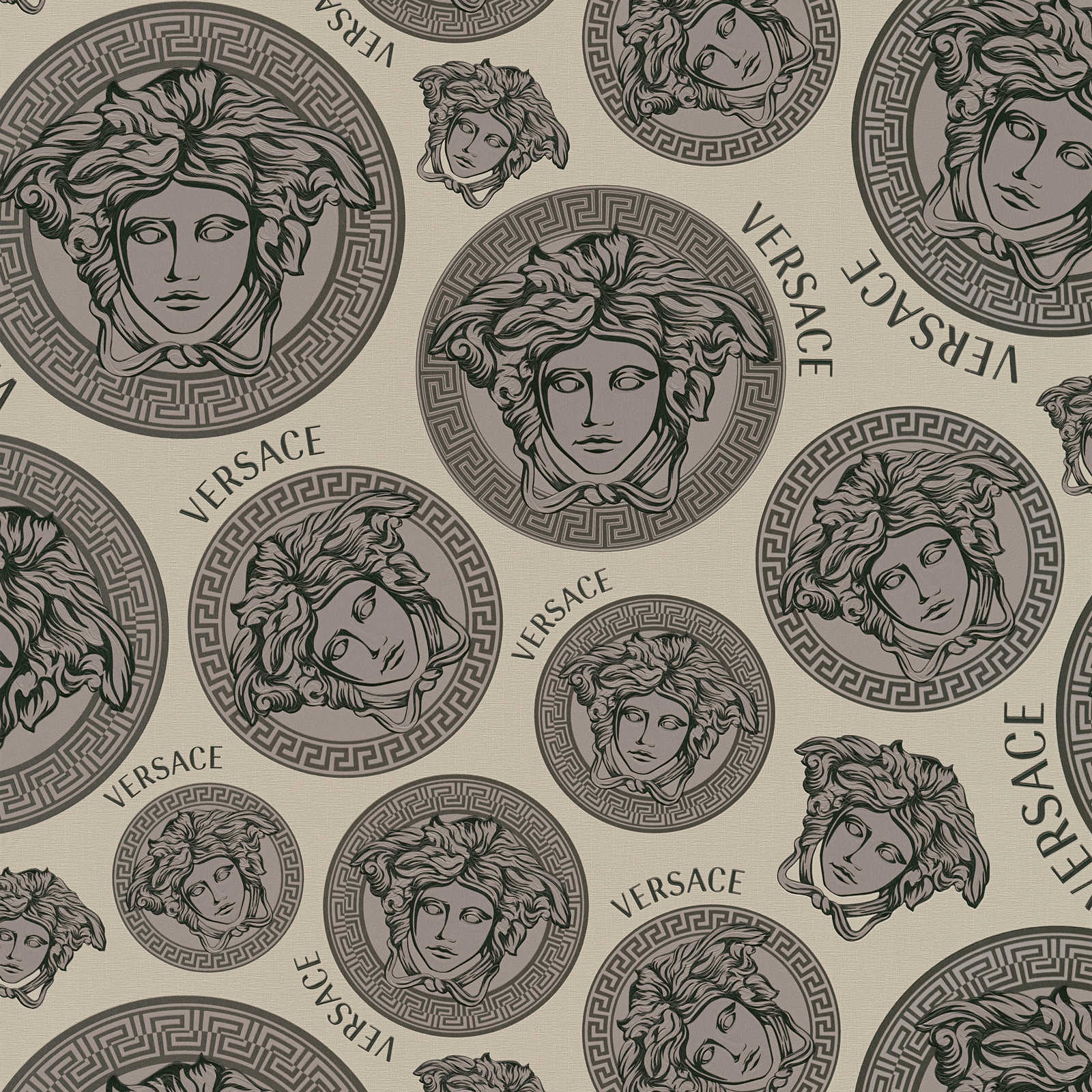             VERSACE wallpaper Medusa design - beige, grey, black
        