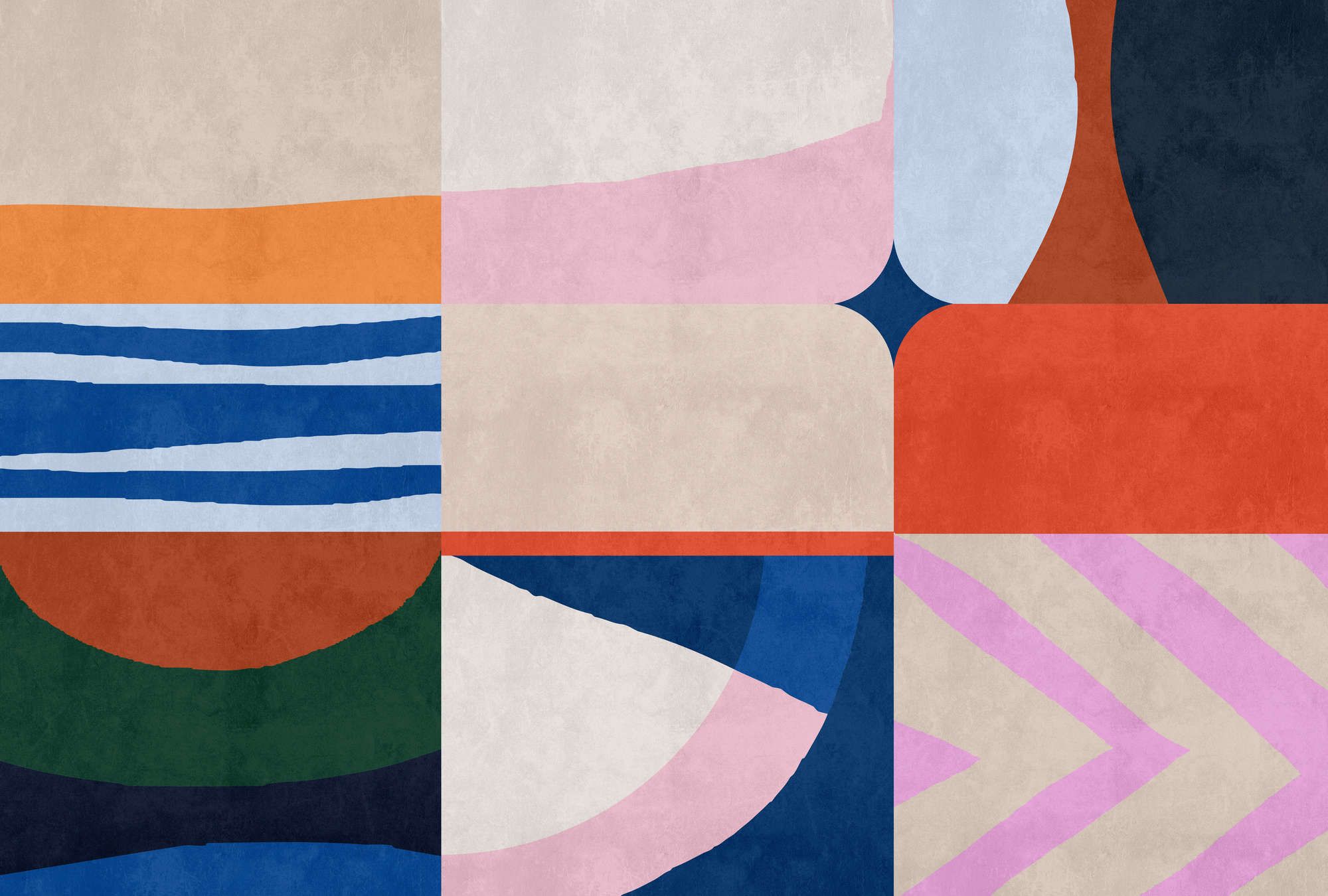             papier peint en papier panoramique »mañana« - Style patchwork coloré avec structure d'enduit béton - intissé légèrement structuré
        