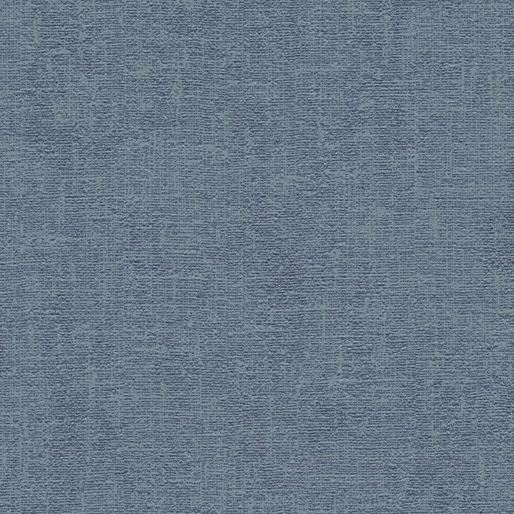             Papier peint uni chiné avec aspect textile - bleu
        