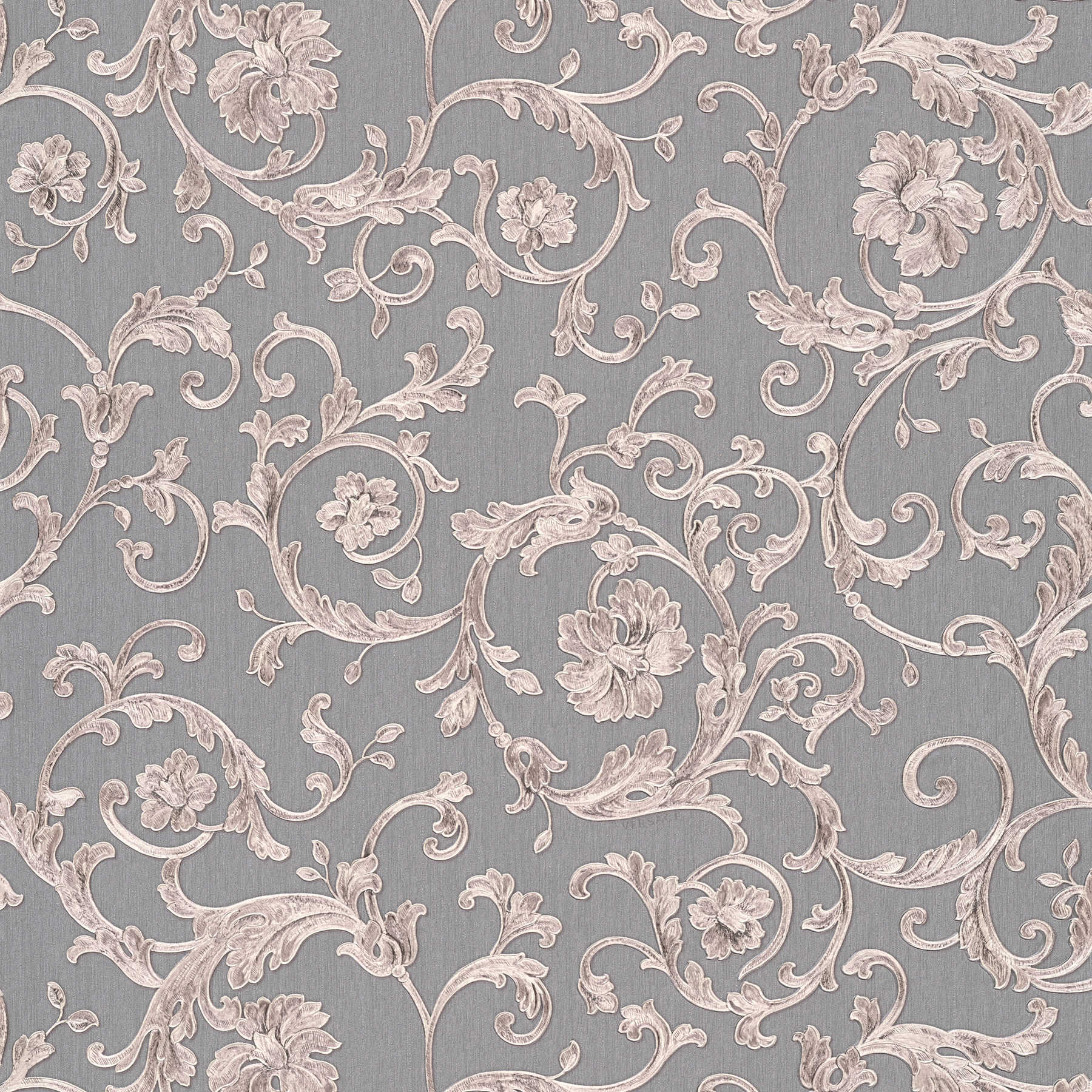 VERSACE wallpaper with ornamental pattern - grey, metallic
