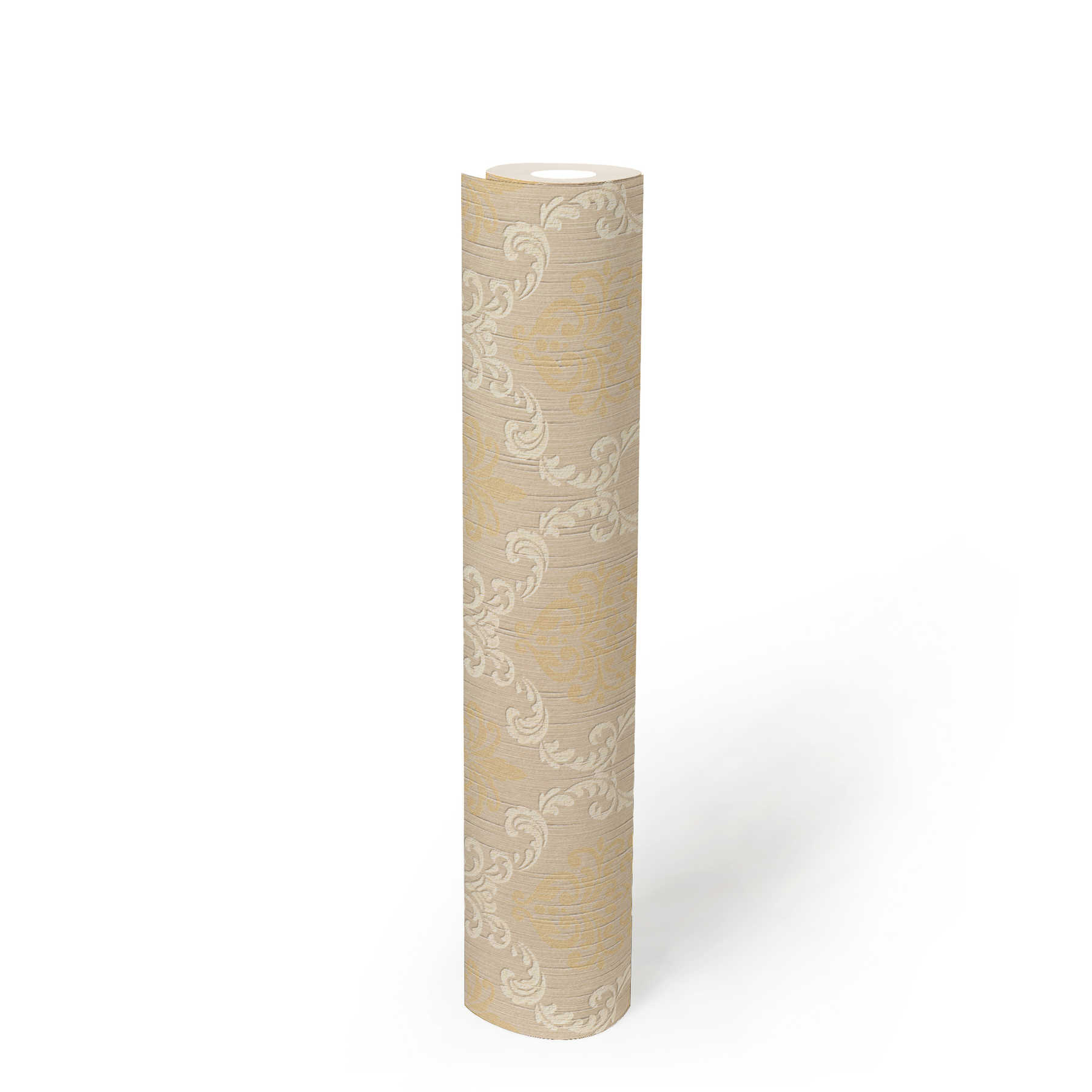             Papier peint avec motif ornemental de style colonial - beige
        