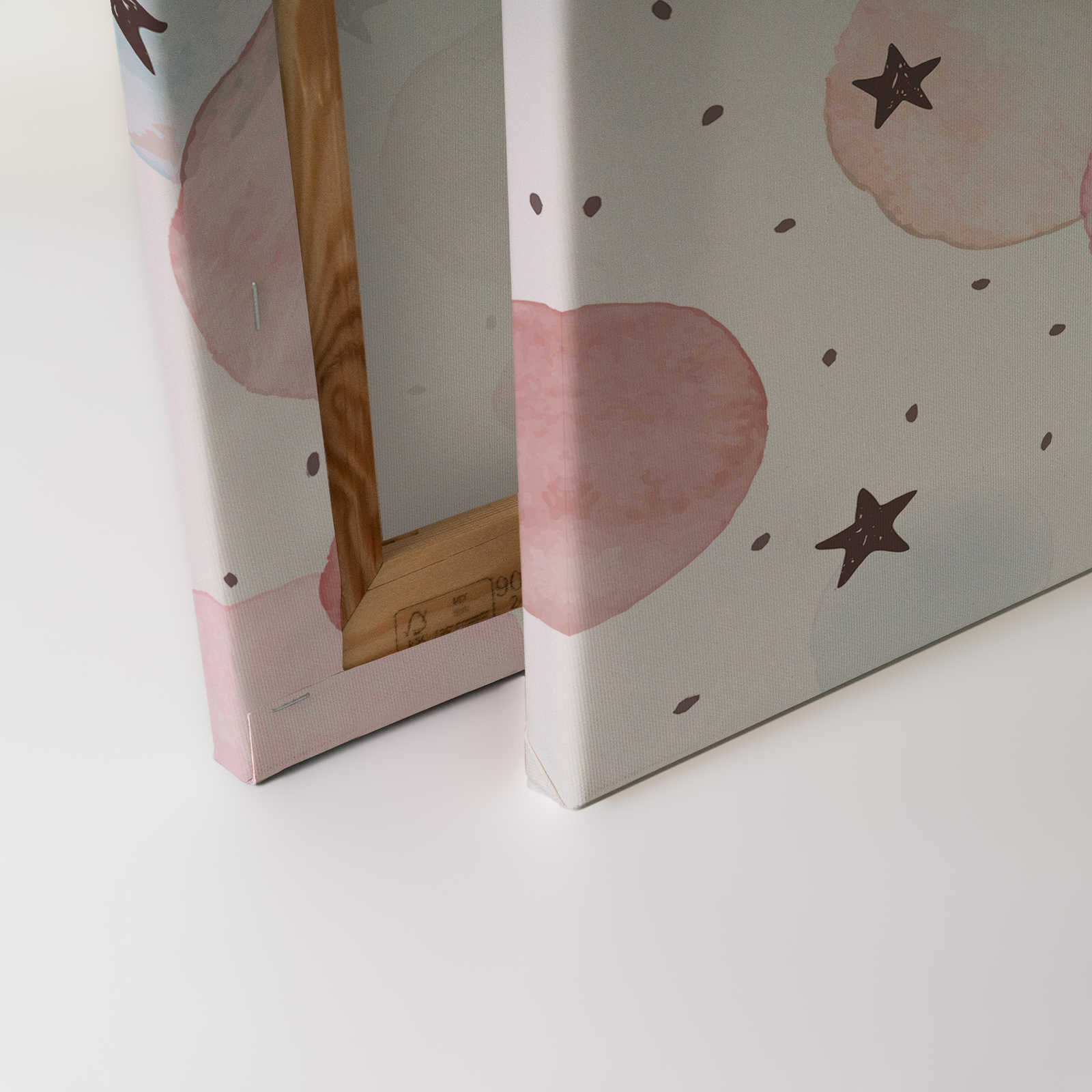             Lienzo para habitación infantil con estrellas, lunares y círculos - 90 cm x 60 cm
        