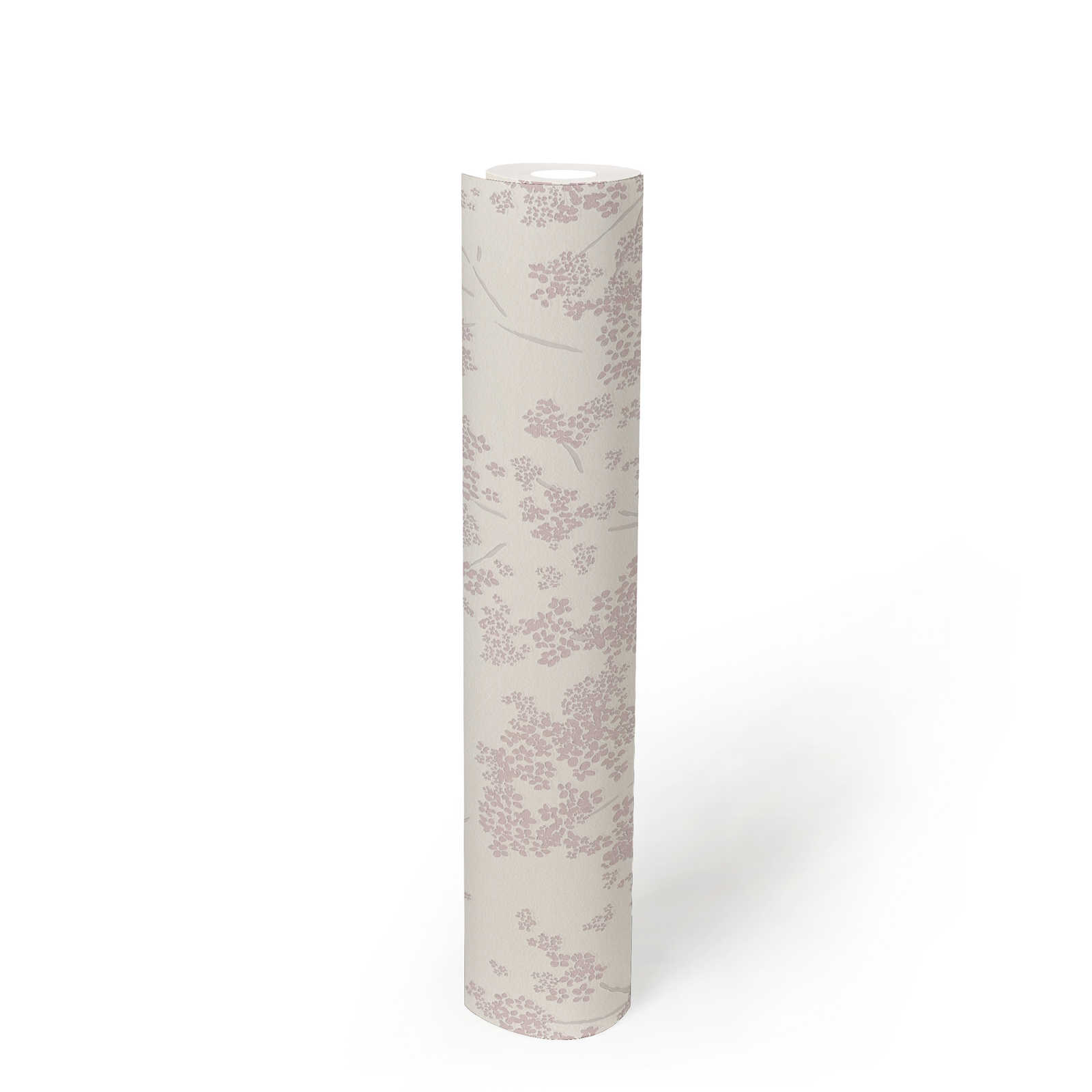             Papel pintado tejido-no tejido con motivos florales - blanco, rosa
        