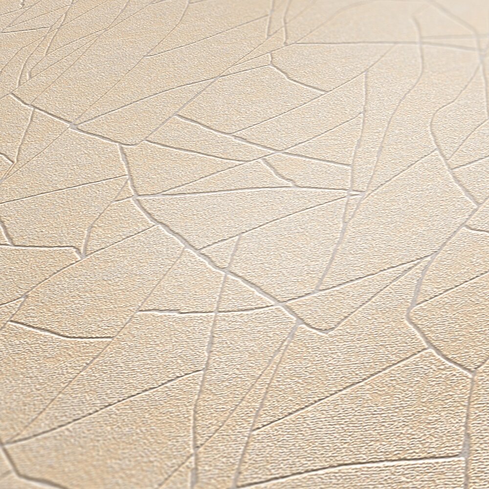             papier peint en papier intissé avec motif naturel graphique 3D - beige, crème, blanc
        