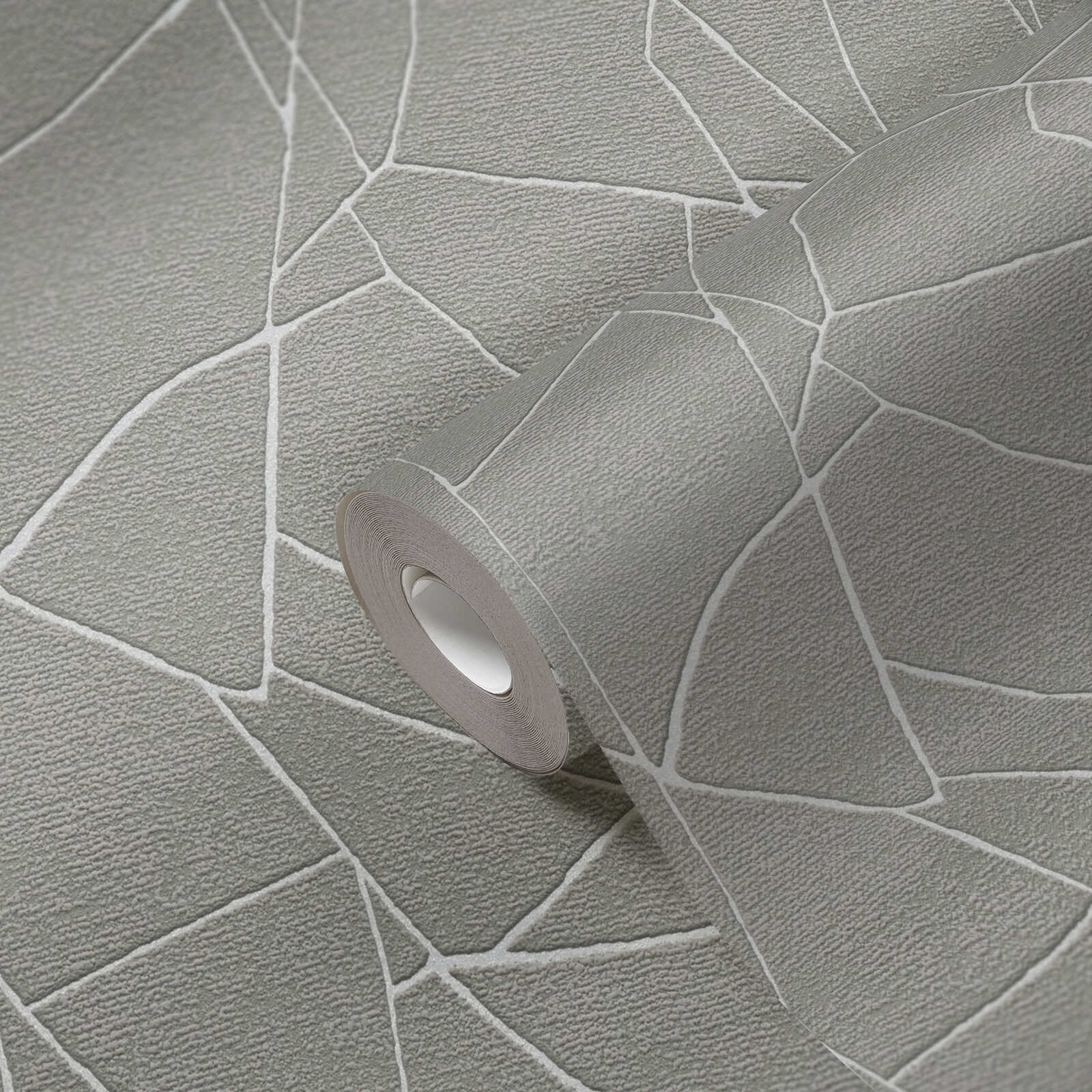             papier peint en papier graphique 3D intissé avec motif naturel - gris, blanc
        