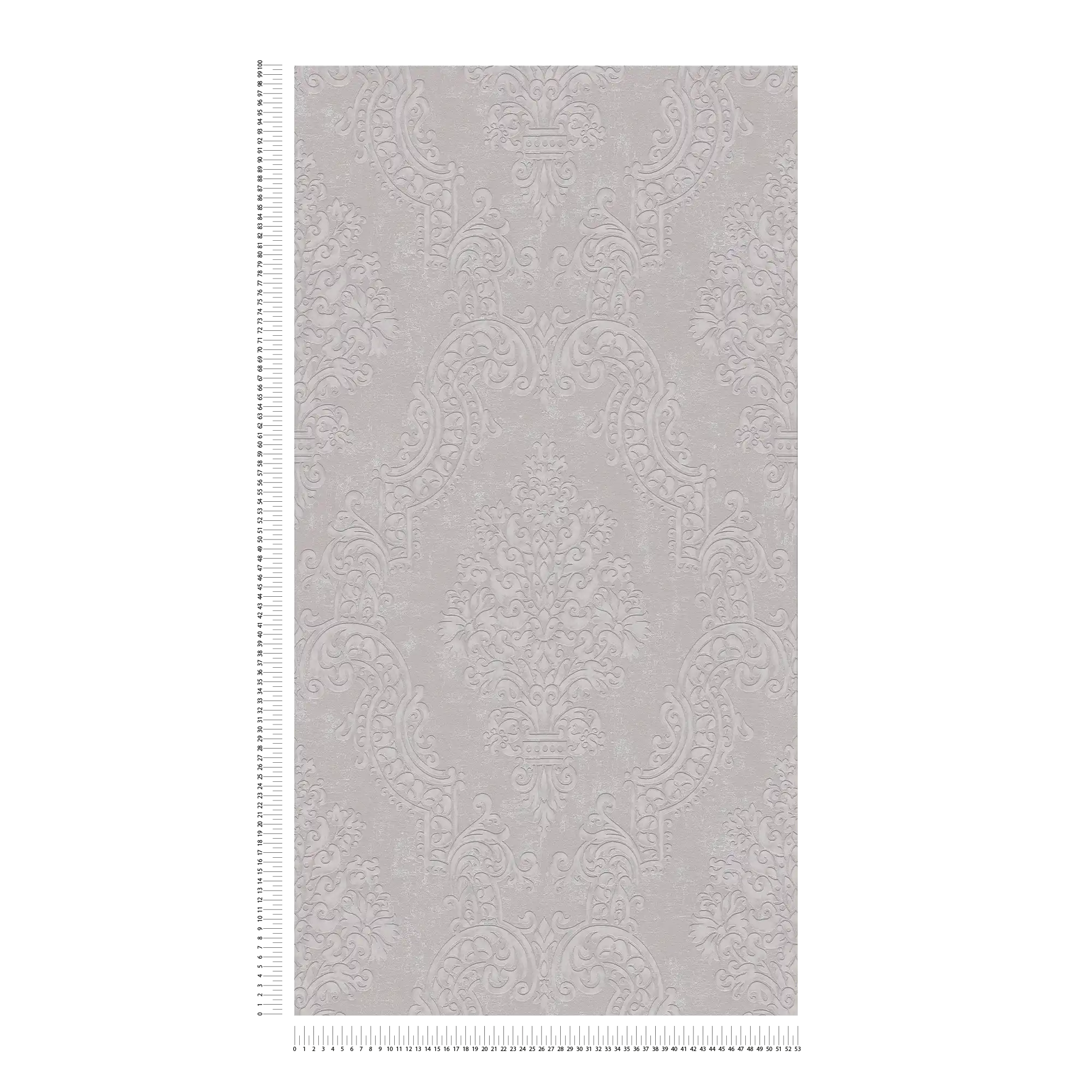             papier peint en papier baroque raffiné avec ornements, look vintage - beige, gris
        