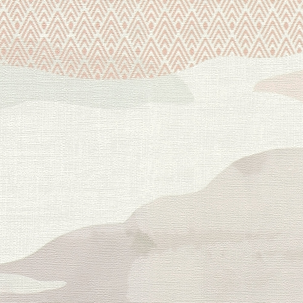             Non-woven wallpaper with graphic landscape motif - pink, blue, white
        