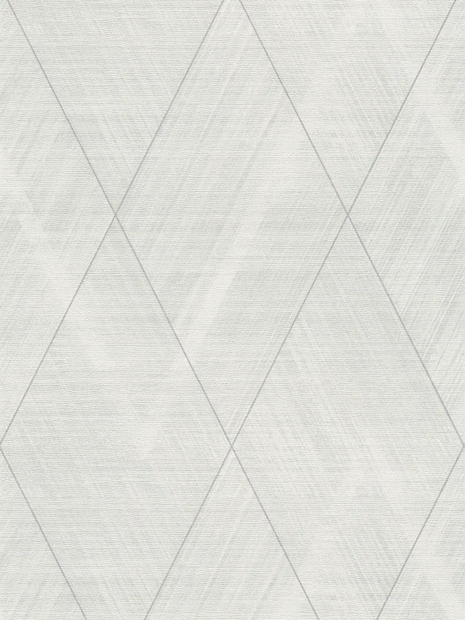         Textile optics wallpaper with diamond pattern - metallic, white
    